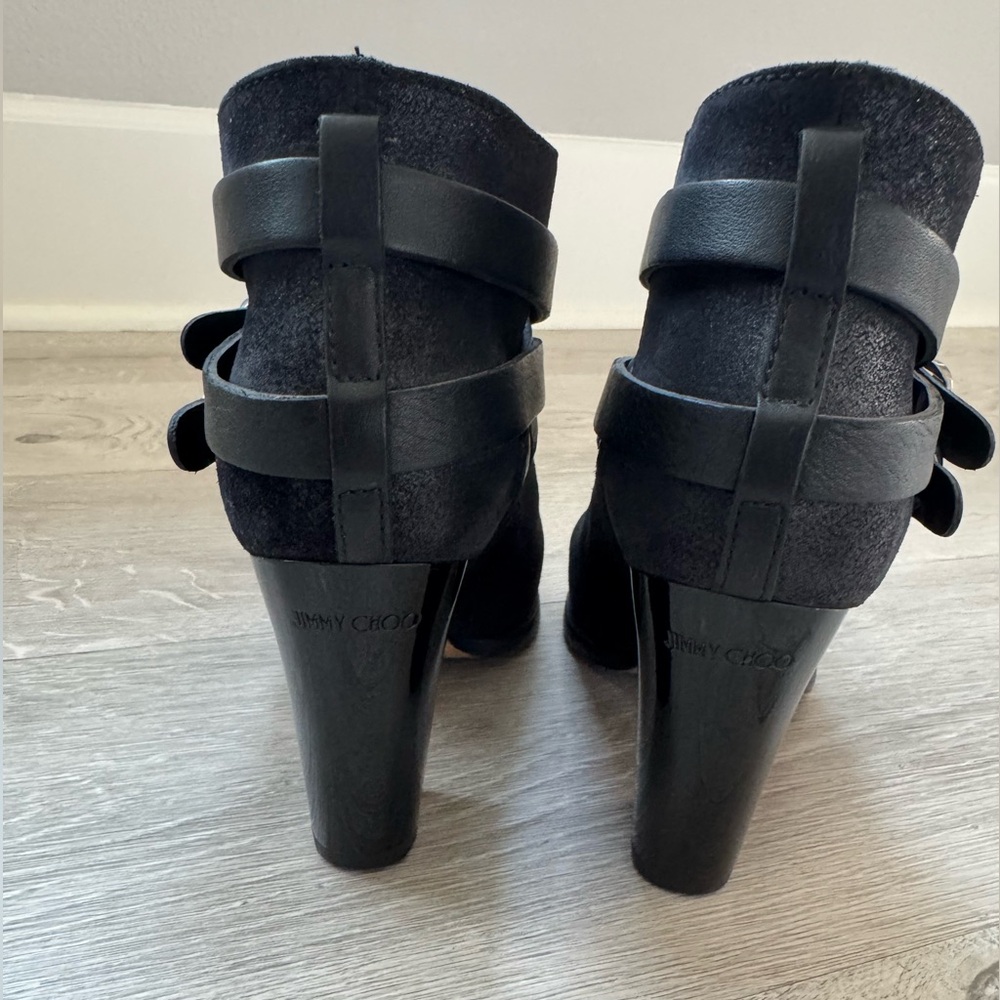 Jimmy Choo Black Heeled Boots with Buckles - Picture 6 of 8